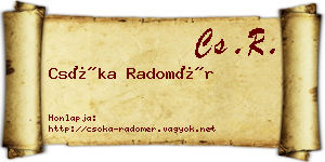 Csóka Radomér névjegykártya